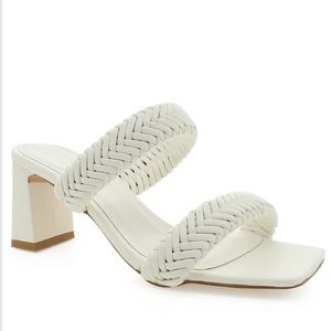 Billini Ilora Braided Heels White Block Wedding Bride Summer Size 10